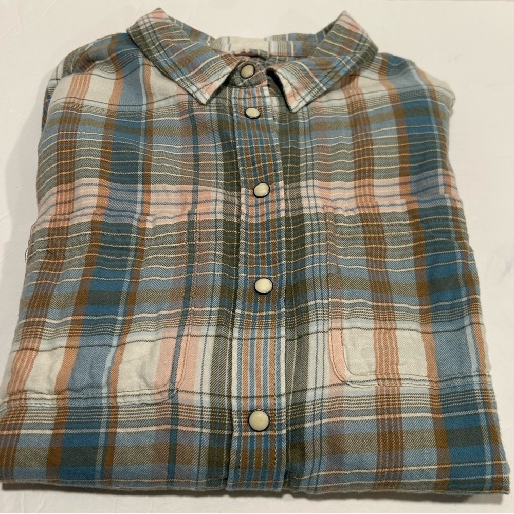 American Eagle Men’s pearl snap Plaid Flannel Long Sleeve Shirt Size Small - Picture 12 of 12